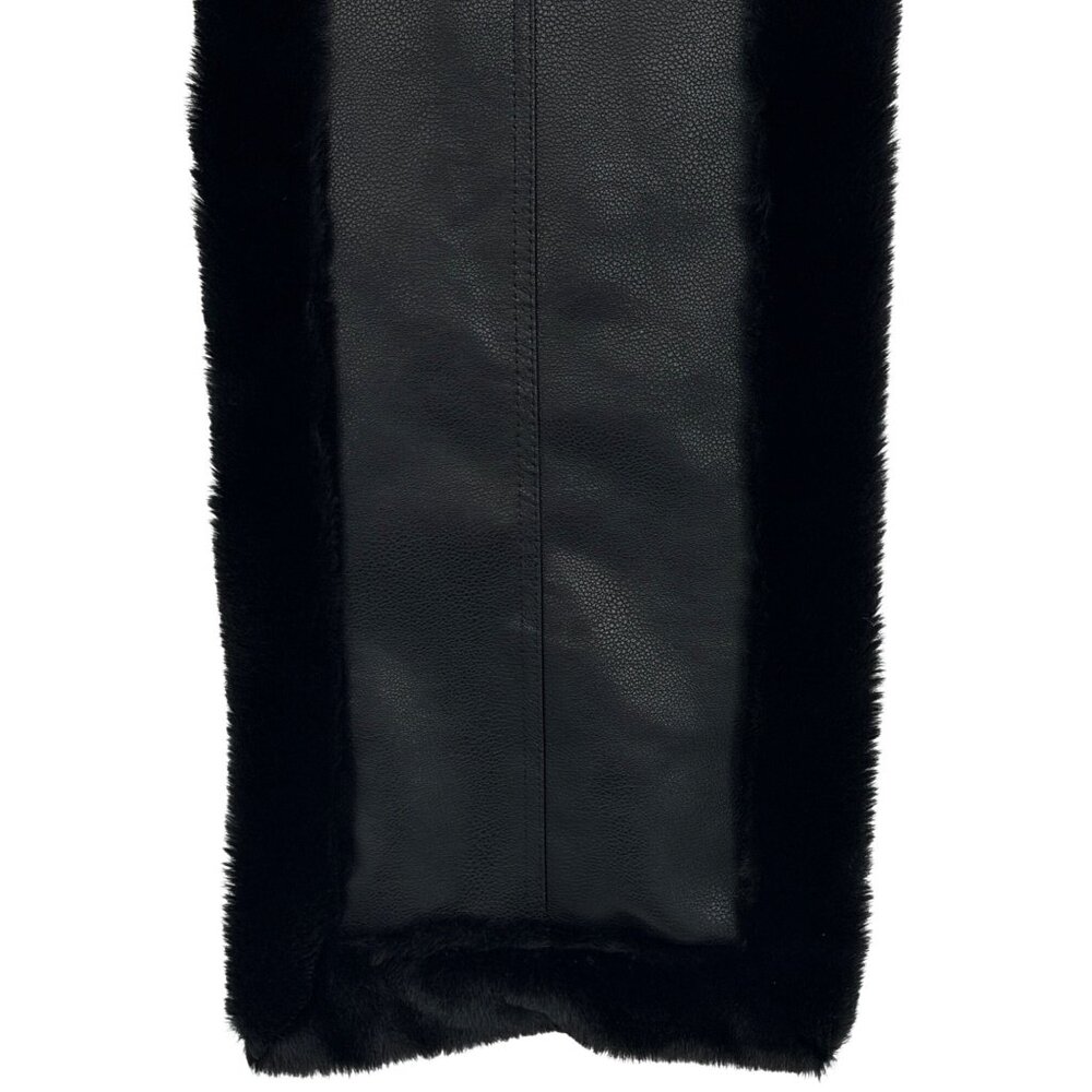 House Of Harlow Black Faux Fur Vegan Leather Reversible Scarf Wrap OS | Mob Wife - Picture 6 of 16